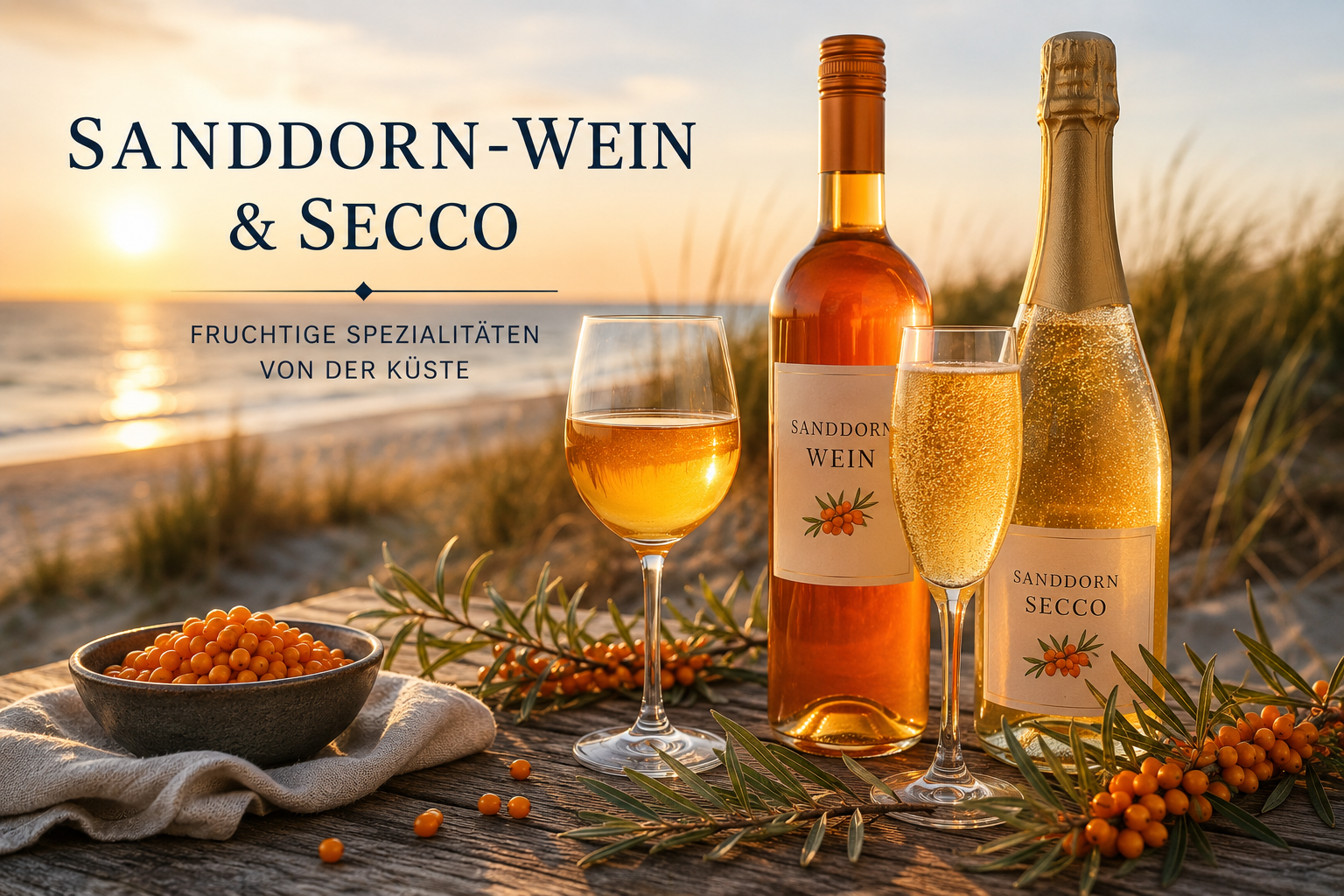 Sanddorn-Wein und Sanddorn-Secco von der Ostfriesischen Küste