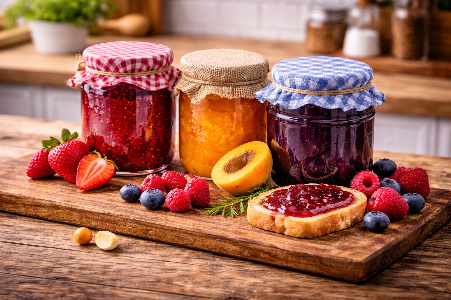 Konfitüren und Fruchtaufstriche in Gläsern