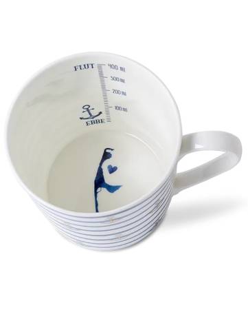 Becher 400 ml Indigo maritim Kleine Anker Streifen Sylt
