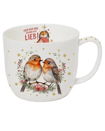 Becher 700 ml Rotkehlchenliebe