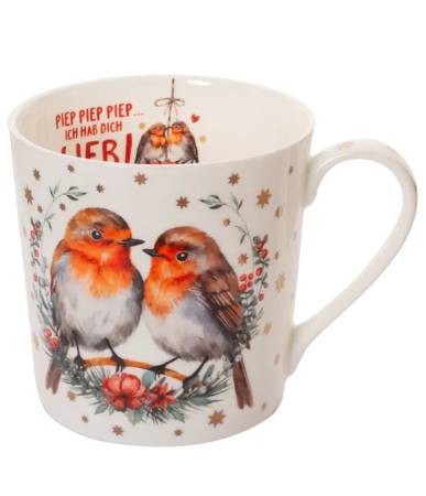 Becher 400 ml Rotkehlchenliebe
