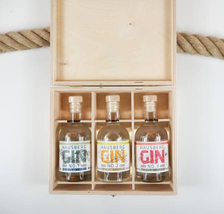 Hausberg 3er Gin-Tasting Box mit No.1 & No.2 & No.3 0,1l