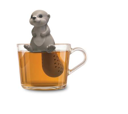 Preview: Silikon Tee-Ei mit Otterfigur am Glas