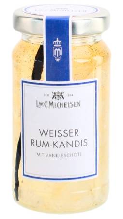 Weißer Rum-Kandis mit Vanilleschote 270g im Glas
