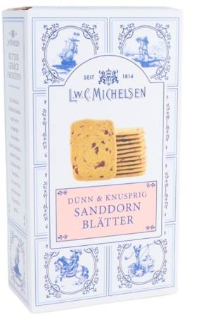 Sanddorn-Gebäckblätter mit Cranberries und Sanddornsaft