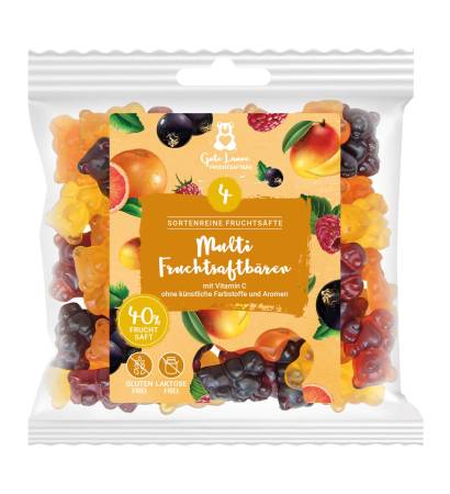 Große sortenreine Multifruitsaft-Bären – Fruchtgummi mit Fruchtsaft und Vitamin C 150g