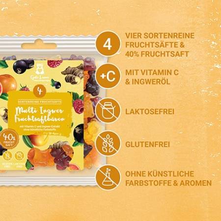 Preview: Ingwer-Fruchtsaftbären – Fruchtgummi mit 40 % Fruchtsaft und Ingwer-Extrakt