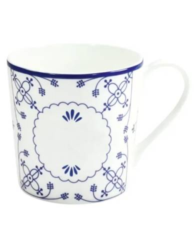 Preview: Becher 400 ml Indisch Blau Moin Moin aus Fine Bone China Rückseite ohne Aufschrift