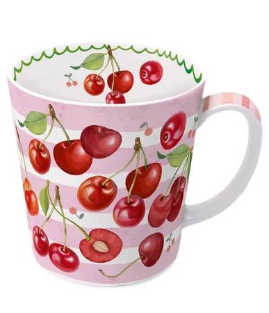 Becher 500 ml Sommerlaune Kirsche Fine Bone China mit Kirschmotiv