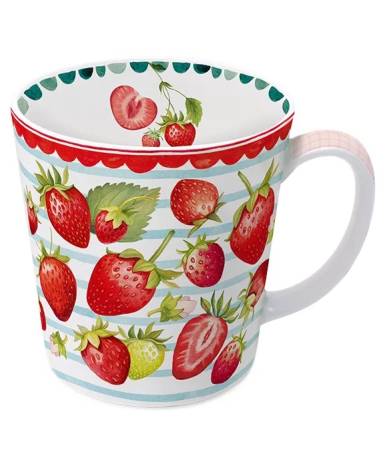 Becher 500 ml Sommerlaune Erdbeere Fine Bone China mit Erdbeer Motiv