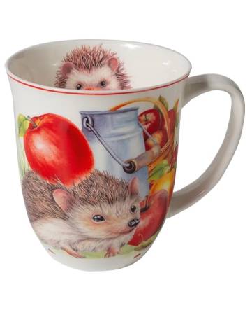 Becher 400 ml Igel und Apfel aus Fine Bone China