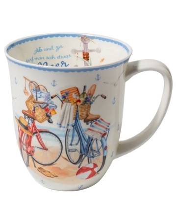 Becher 400 ml Ab ans Meer aus Fine Bone China mit maritimem Motiv