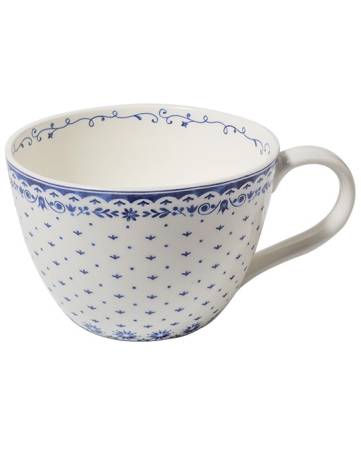 Becher 400 ml Nordisch Blau aus Fine Bone China mit blau-weißem Muster
