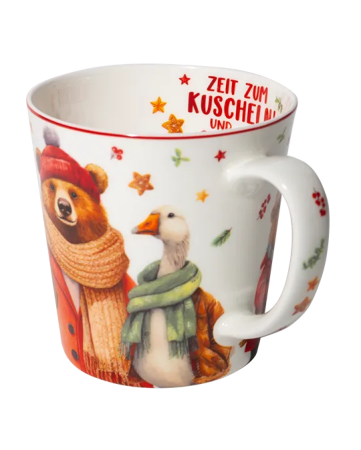 Preview: Winterbecher Gemütliche Gesellen 500 ml aus Fine Bone China