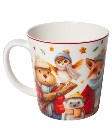 Preview: Winterbecher Gemütliche Gesellen 500 ml aus Fine Bone China