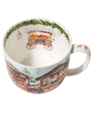 Preview: Jumbo-Winterbecher Winterbauernmarkt 700 ml aus Fine Bone China