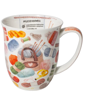 Becher Maschenglück 400 ml mit Strick- und Wollmotiven