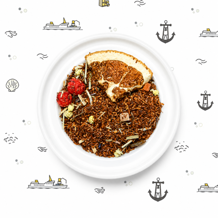 Rooibos-Mischung mit Papayastücken, Orangenecken und roten Johannisbeeren