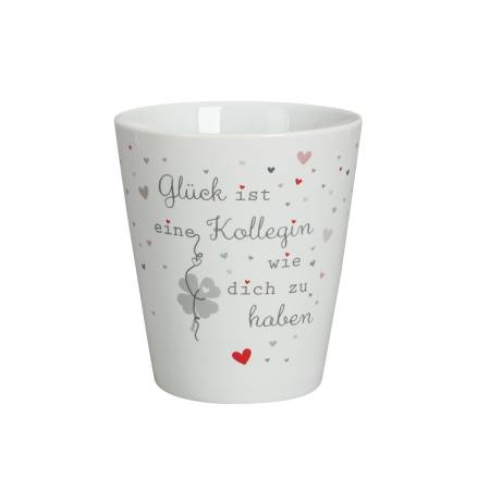 Porzellanbecher mit Spruch Glück ist eine Kollegin
