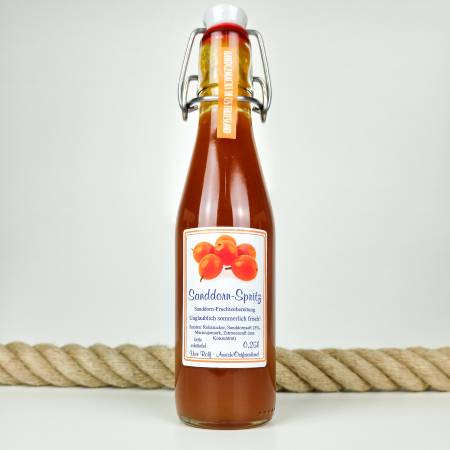 Flasche Sanddorn-Spritz 0,25 l mit Sanddornsaft und Maracuja