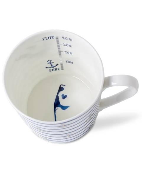 Becher 400 ml Indigo maritim Kleine Anker Streifen Sylt
