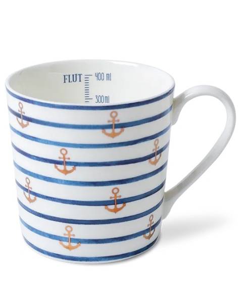 Becher 400 ml Indigo maritim Kleine Anker Streifen Sylt