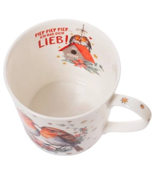 Becher 400 ml Rotkehlchenliebe