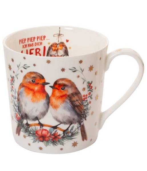 Becher 400 ml Rotkehlchenliebe