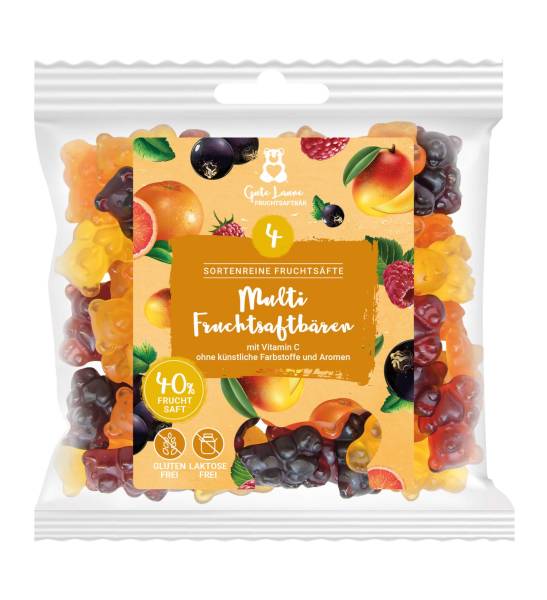 Große sortenreine Multifruitsaft-Bären – Fruchtgummi mit Fruchtsaft und Vitamin C 150g