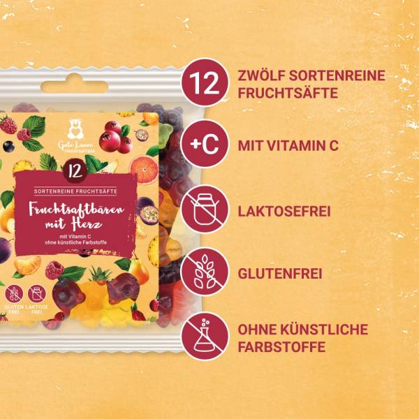 Fruchtsaftbär mit Herz – Fruchtgummi mit 12 Fruchtsäften und Vitamin C (150 g)
