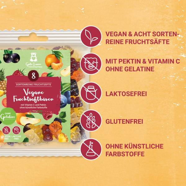 Vegane Fruchtsaftbärenmit 8 sortenreinen Säften und Vitamin C 150g