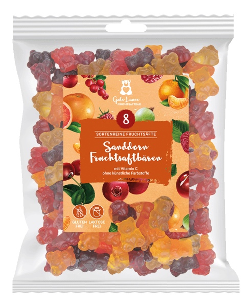 Sanddorn Fruchtsaftbären – Fruchtgummi in 8 Sorten und Vitamin C