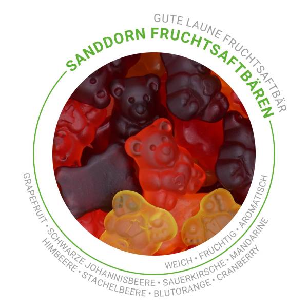 Sanddorn Fruchtsaftbären mit Herz – Fruchtgummi in 8 Sorten und Vitamin C