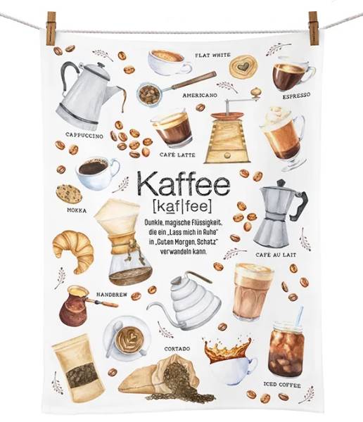 Baumwoll-Geschirrtuch Coffee Lover mit Kaffee-Motiv