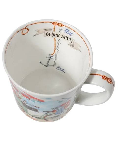 Becher 500 ml Meerblick Fahrrad aus Fine Bone China mit maritimem Fahrradmotiv
