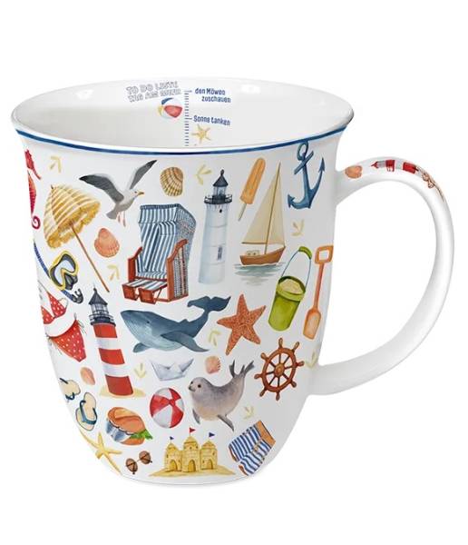 Becher 400 ml Tag am Meer aus Fine Bone China
