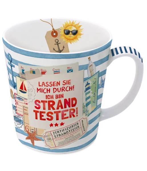 Strandtester, maritim, Strand, Meer, Küste, Becher 500 ml, Fine Bone China, Kaffeebecher, Teebecher