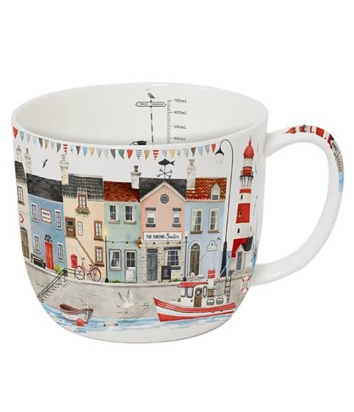 Becher 700 ml Küstenstädtchen aus Fine Bone China