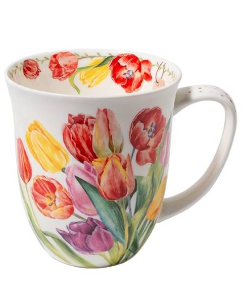 Becher 400 ml Tulpenpracht aus Fine Bone China mit farbenfrohem Tulpenmotiv