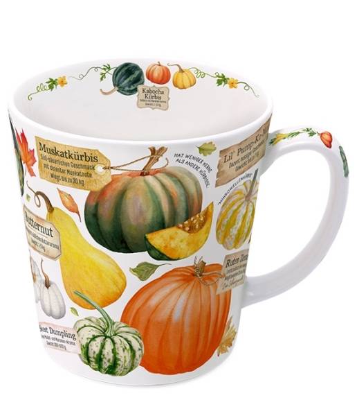 Becher 500 ml Kürbiswissen Fine Bone China mit Kürbis Motiven