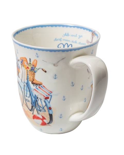 Becher 400 ml Ab ans Meer aus Fine Bone China mit maritimem Motiv