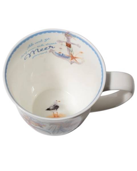 Becher 400 ml Ab ans Meer aus Fine Bone China mit maritimem Motiv