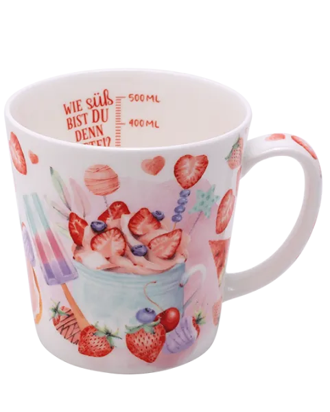 Becher 500 ml Erdbeerspaß aus Fine Bone China