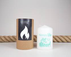 Flämmchen, weiß/ türkis "Nimm dir Zeit für Meer"